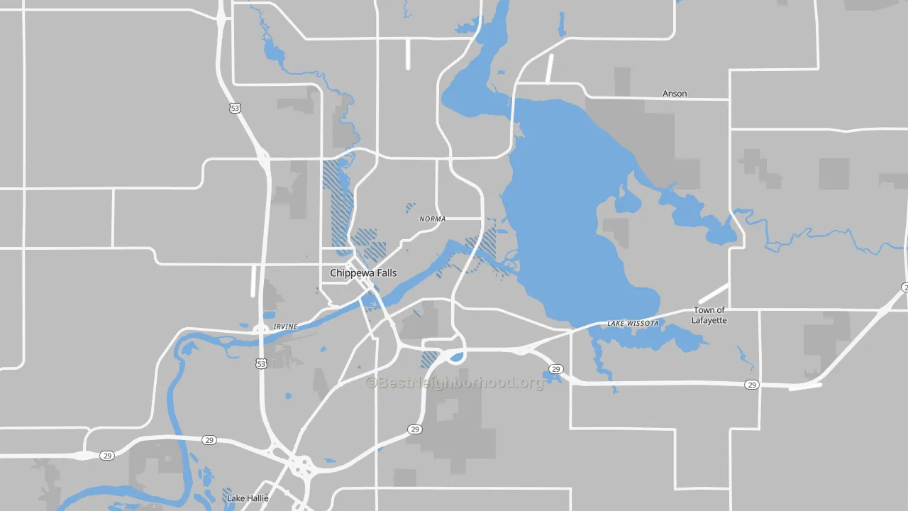 Transit Grade map of Chippewa Falls, WI