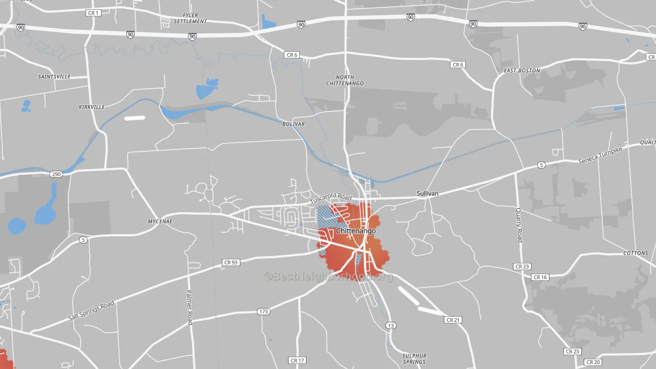 Transit Grade map of Chittenango, NY