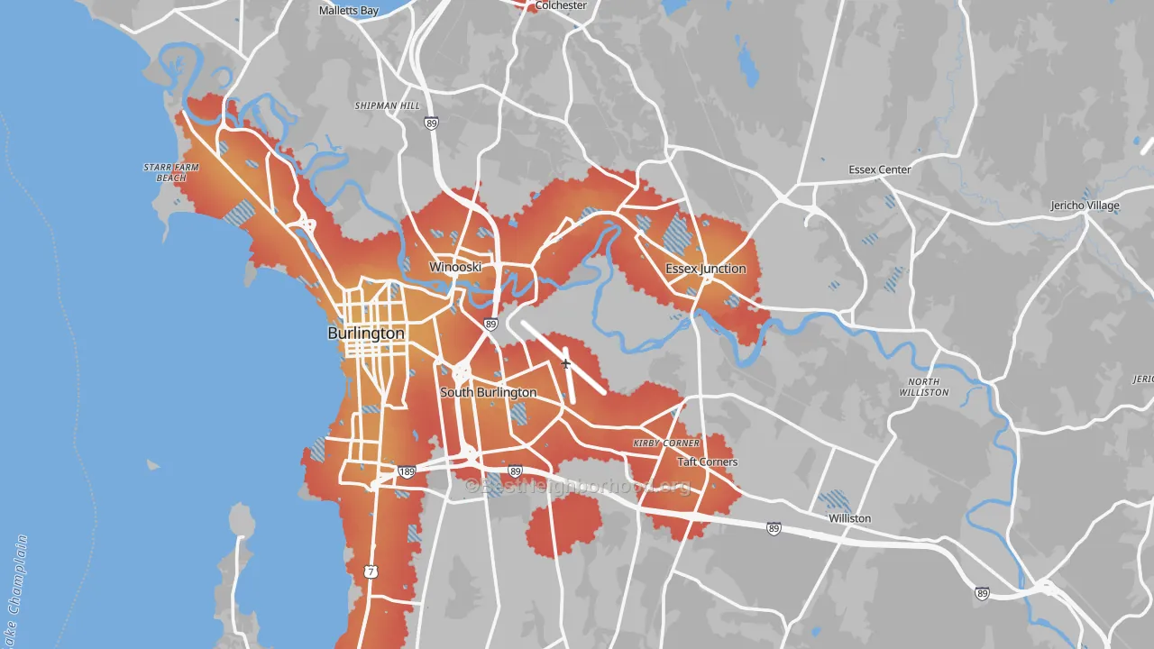 Transit Grade map of Chittenden County, VT