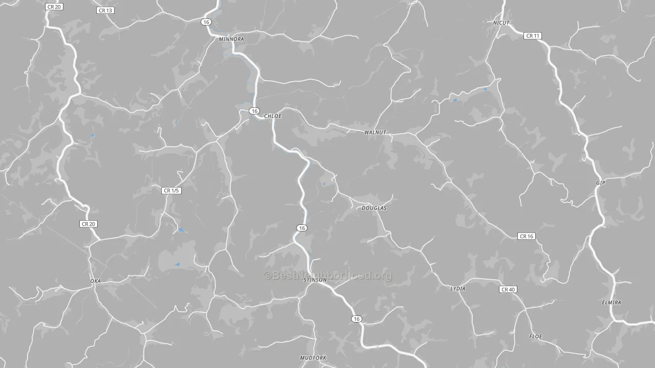 Transit Grade map of Chloe, WV