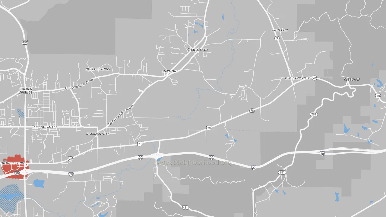 Transit Grade map of Choccolocco, AL