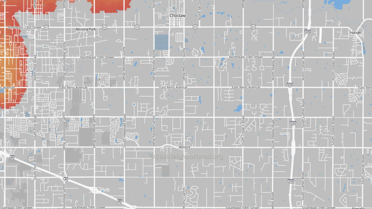 Transit Grade map of Choctaw, OK
