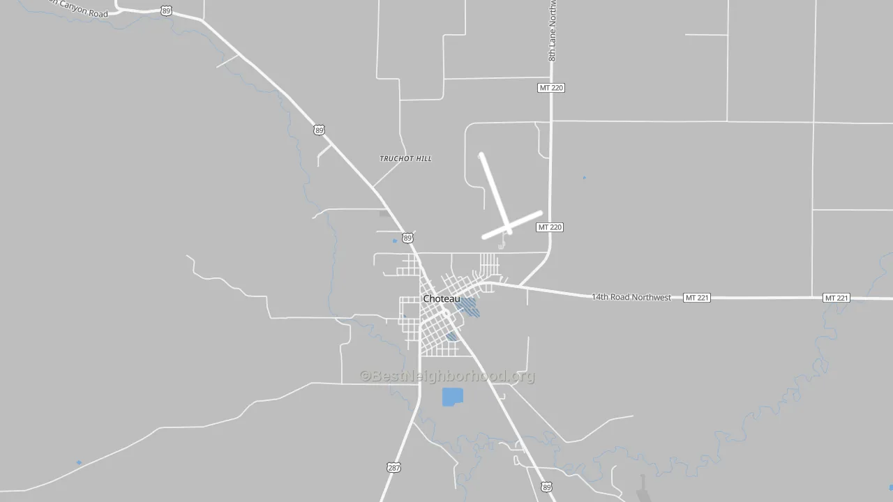 Transit Grade map of Choteau Junction, MT