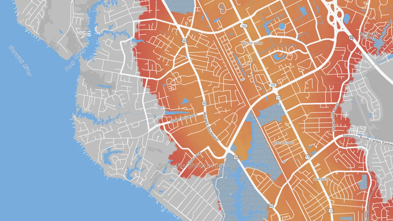 Transit Grade map of Christopher Newport, Newport News, VA