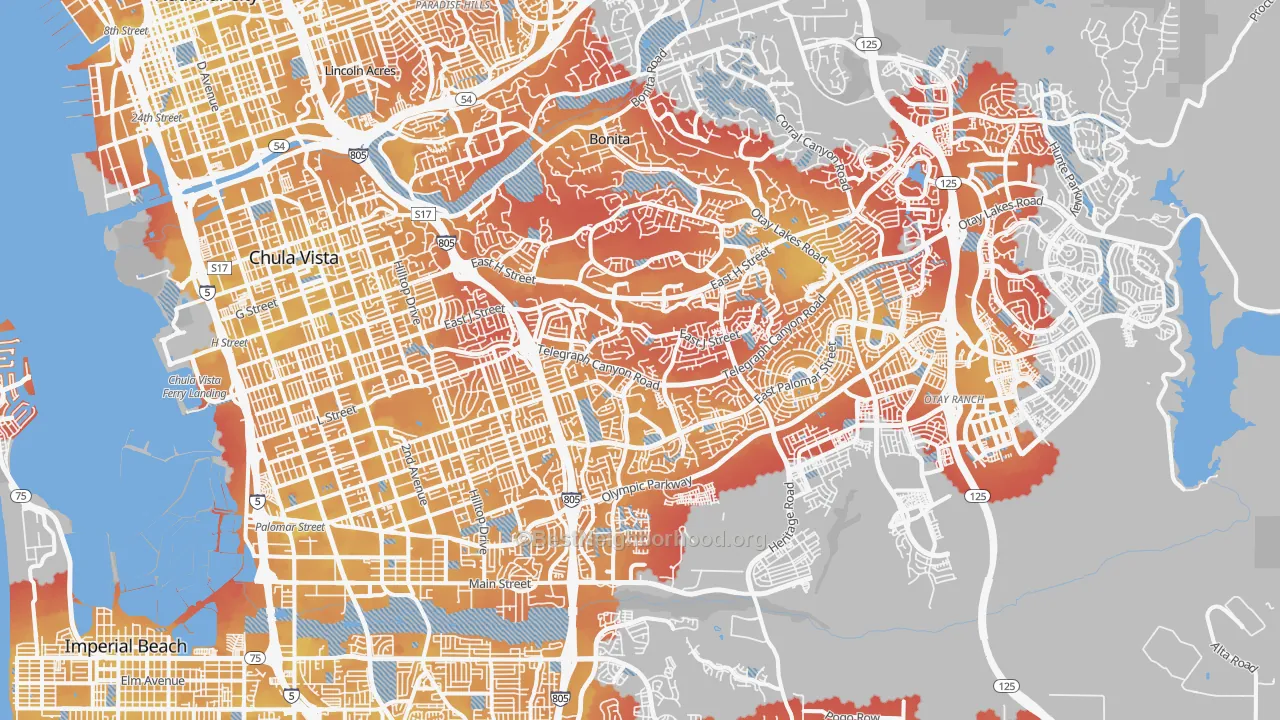Transit Grade map of Chula Vista, CA