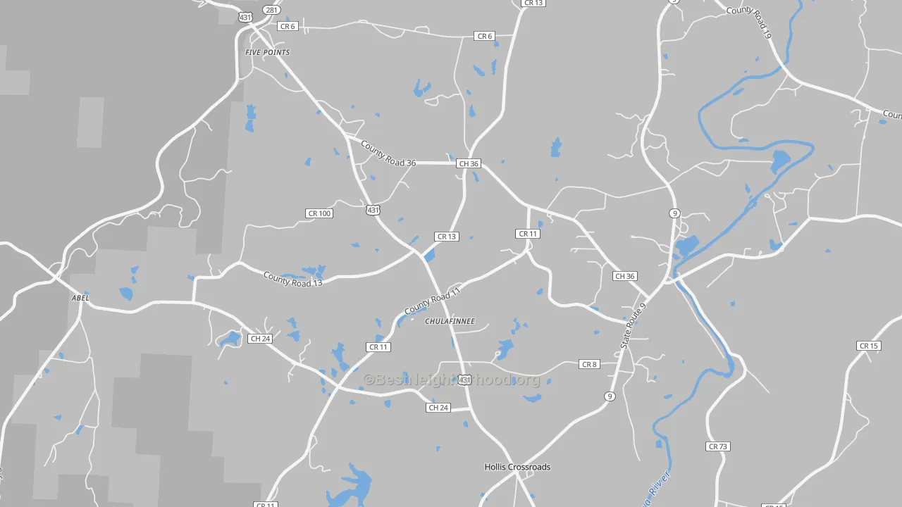 Transit Grade map of Chulafinnee, AL