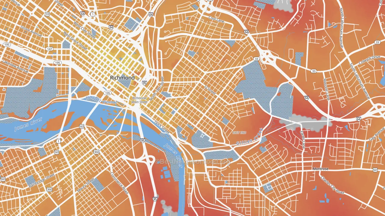Transit Grade map of Church Hill, Richmond, VA