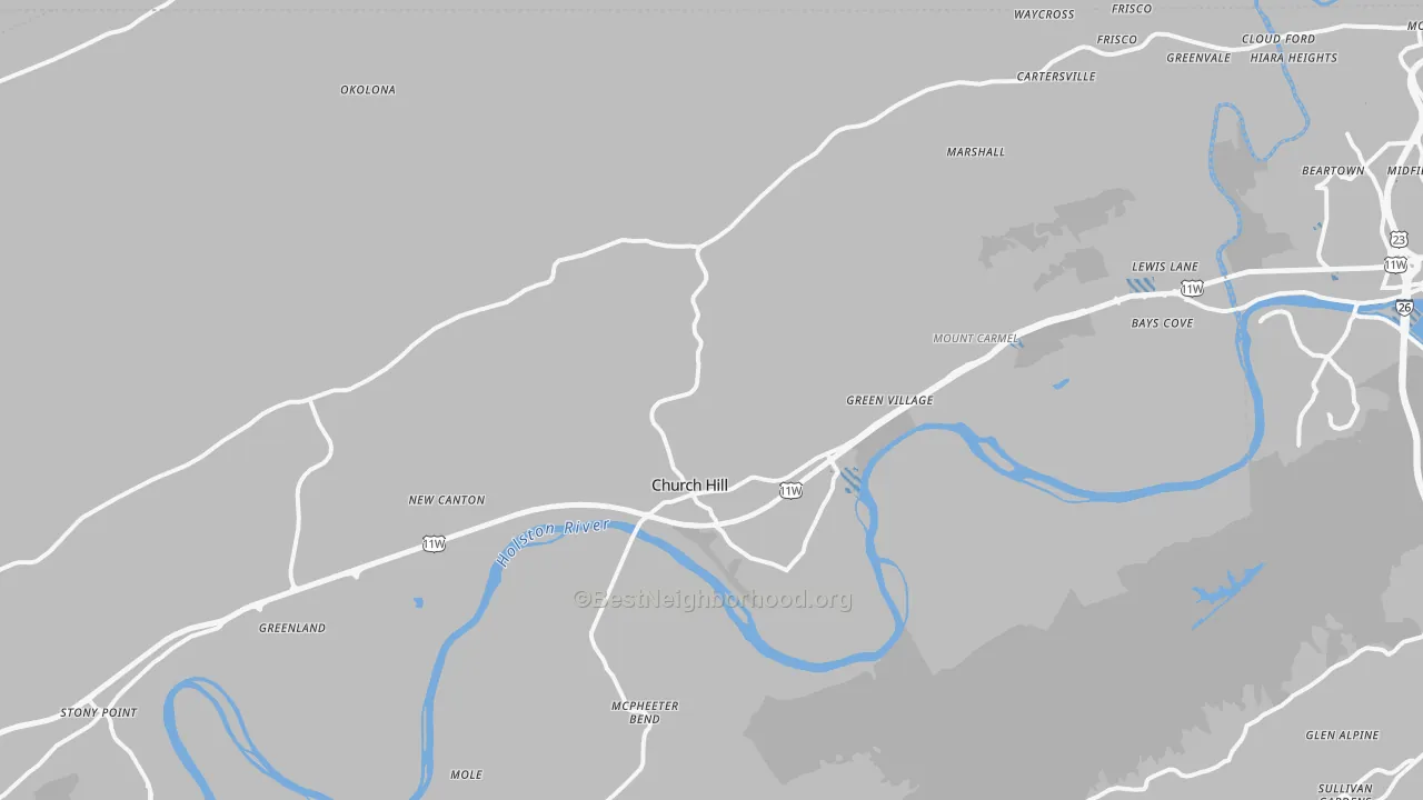 Transit Grade map of Church Hill, TN