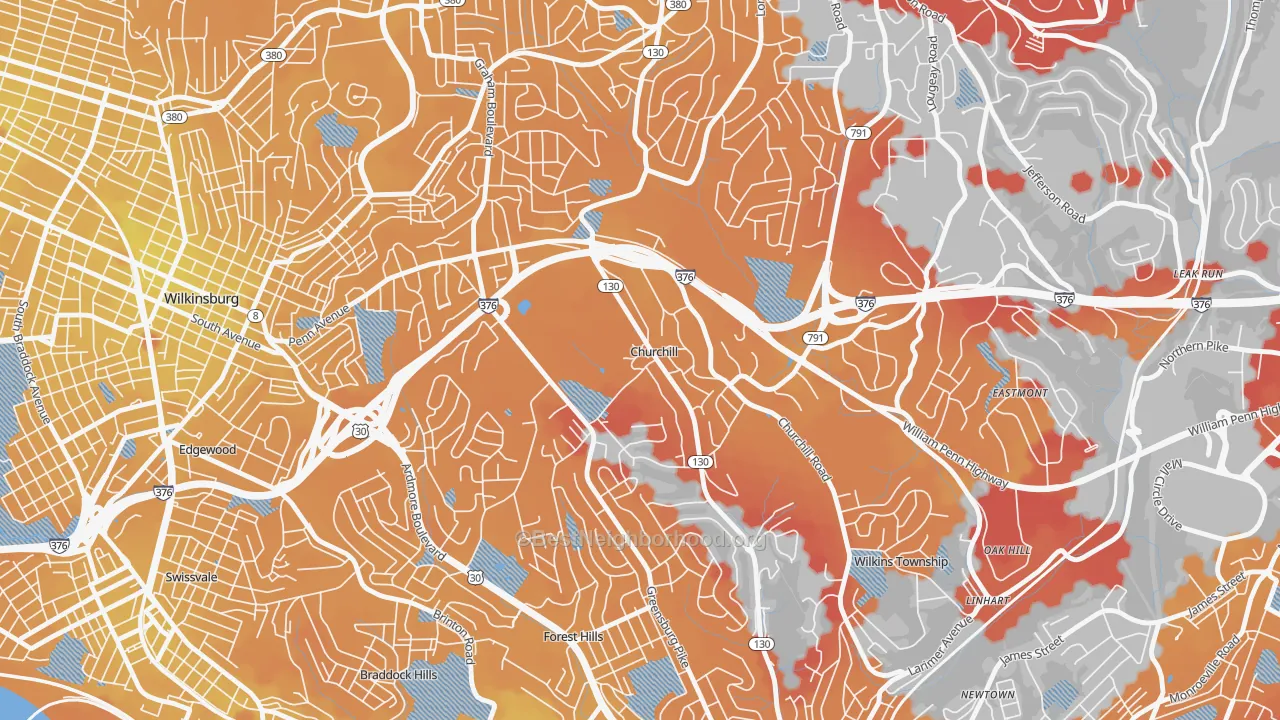 Transit Grade map of Churchill, PA