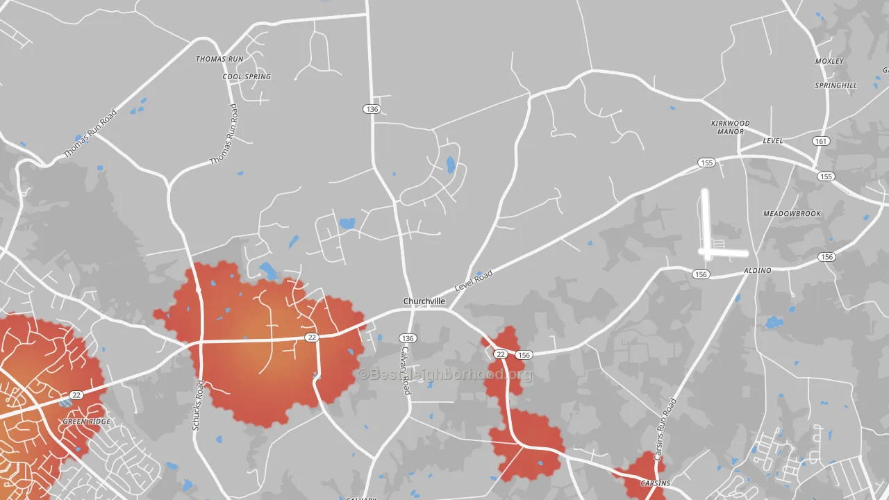 Transit Grade map of Churchville, MD