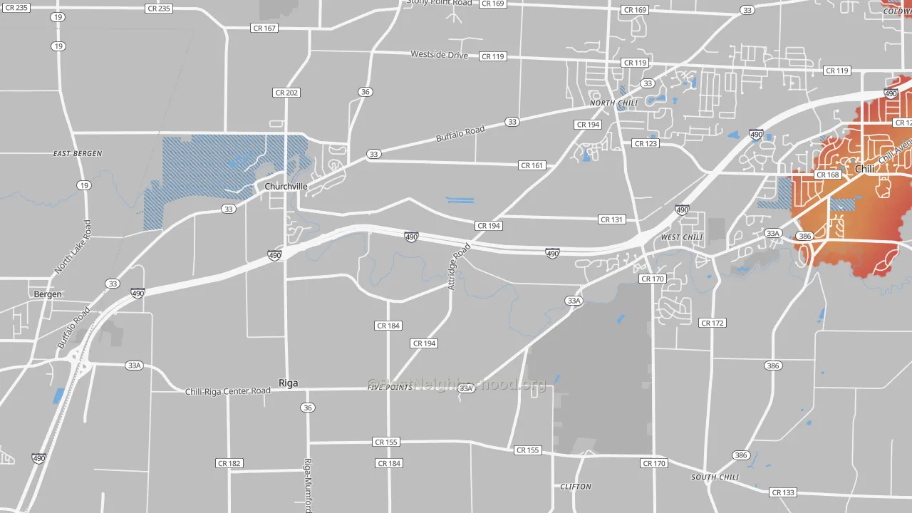 Transit Grade map of Churchville, NY