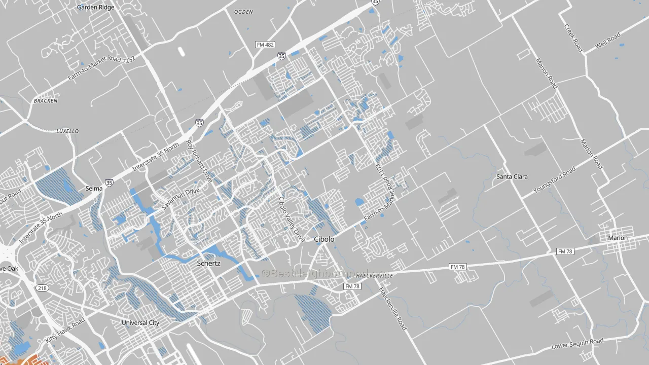 Transit Grade map of Cibolo, TX