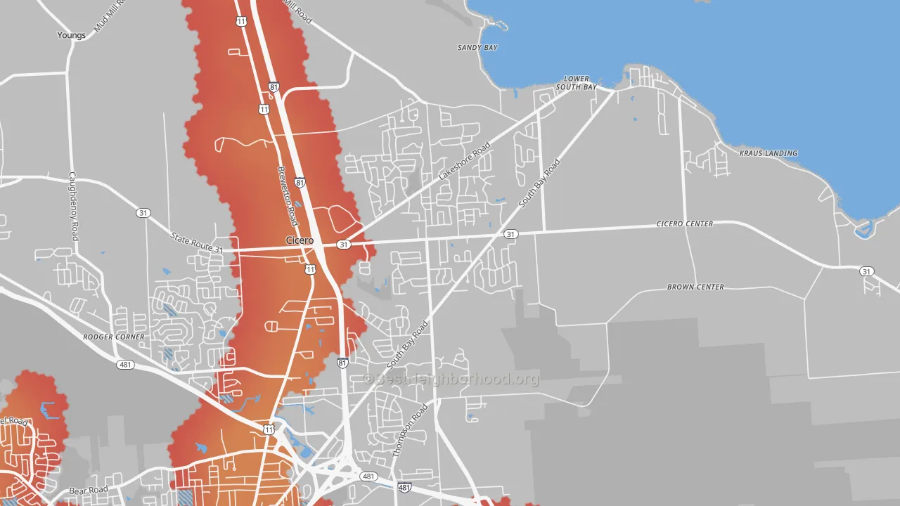 Transit Grade map of Cicero, NY