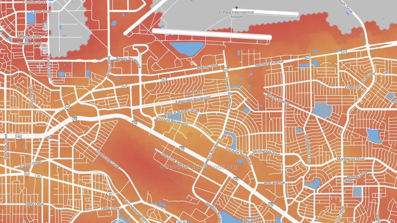 Transit Grade map of Cielo Vista South, El Paso, TX