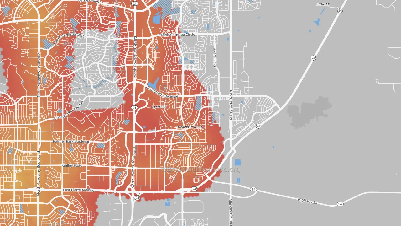 Transit Grade map of Cimarron Hills, CO