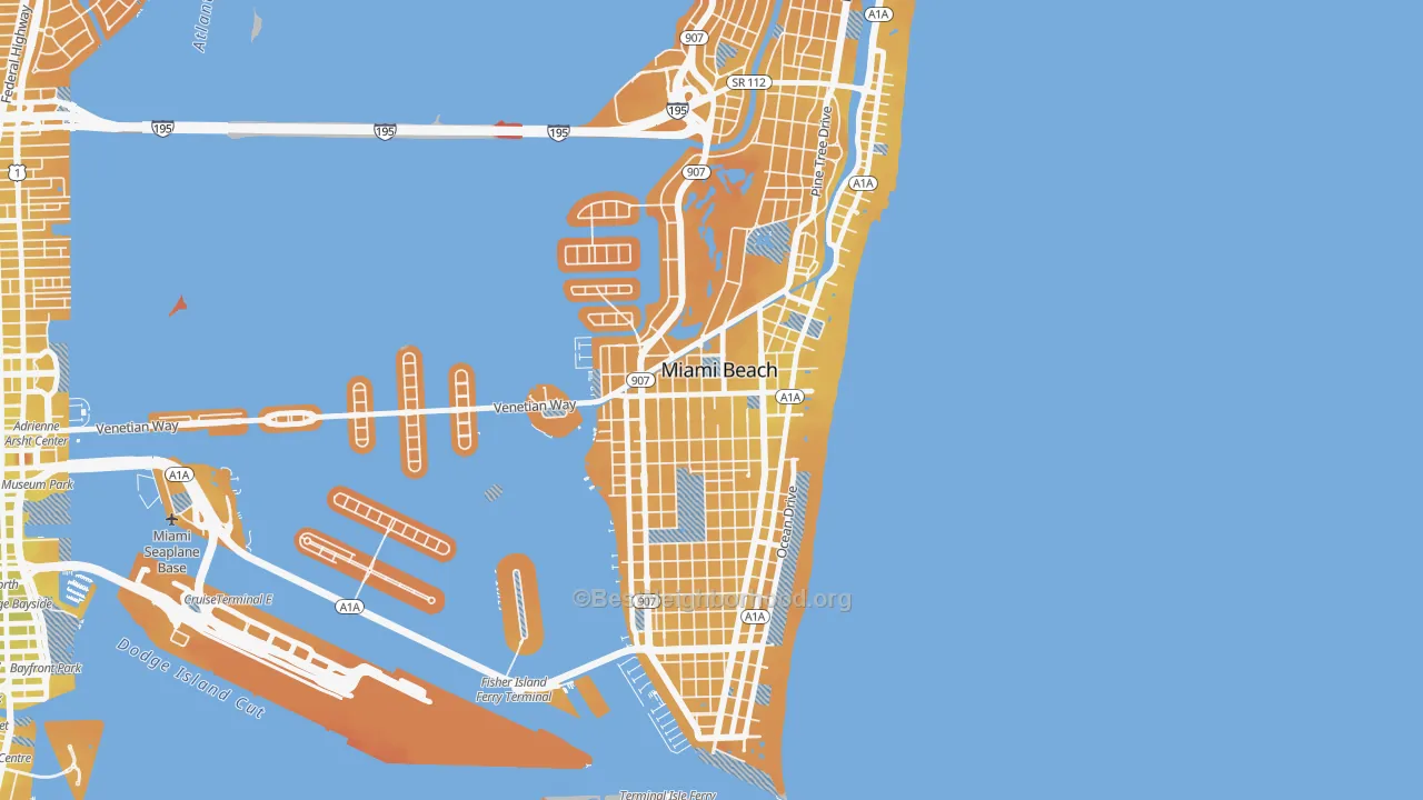 Transit Grade map of City Center, Miami Beach, FL