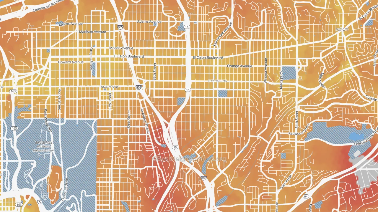 Transit Grade map of City Heights West, San Diego, CA