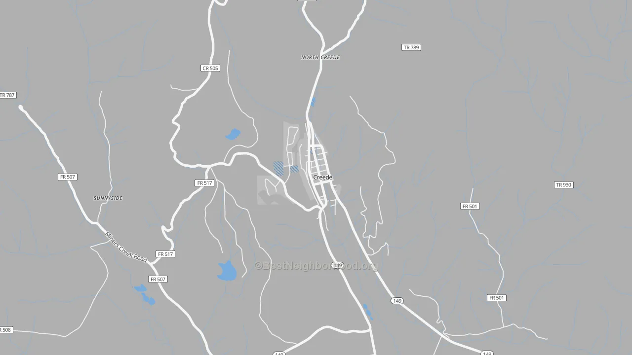 Transit Grade map of City of Creede, CO
