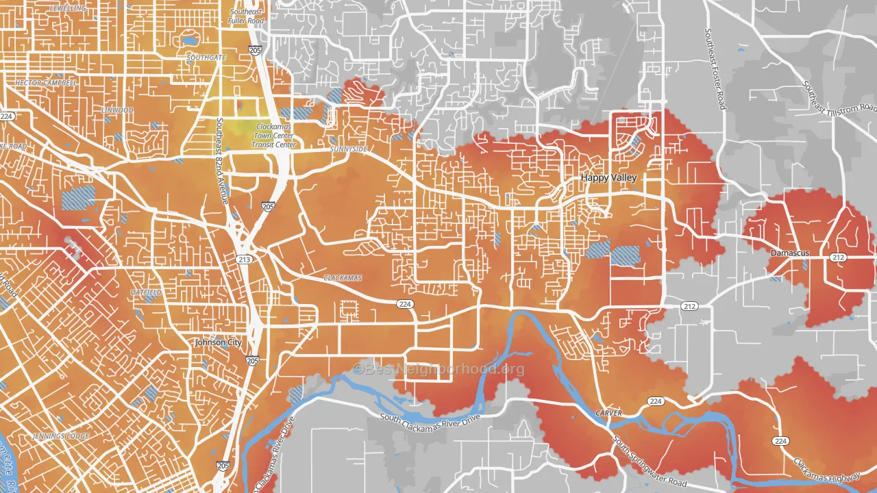 Transit Grade map of Clackamas, OR