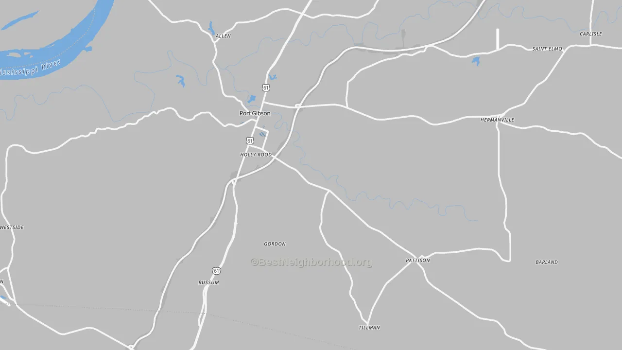Transit Grade map of Claiborne County, MS