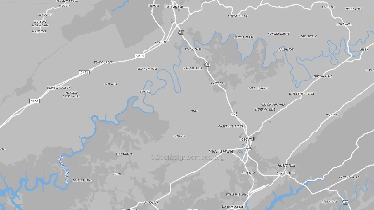 Transit Grade map of Claiborne County, TN