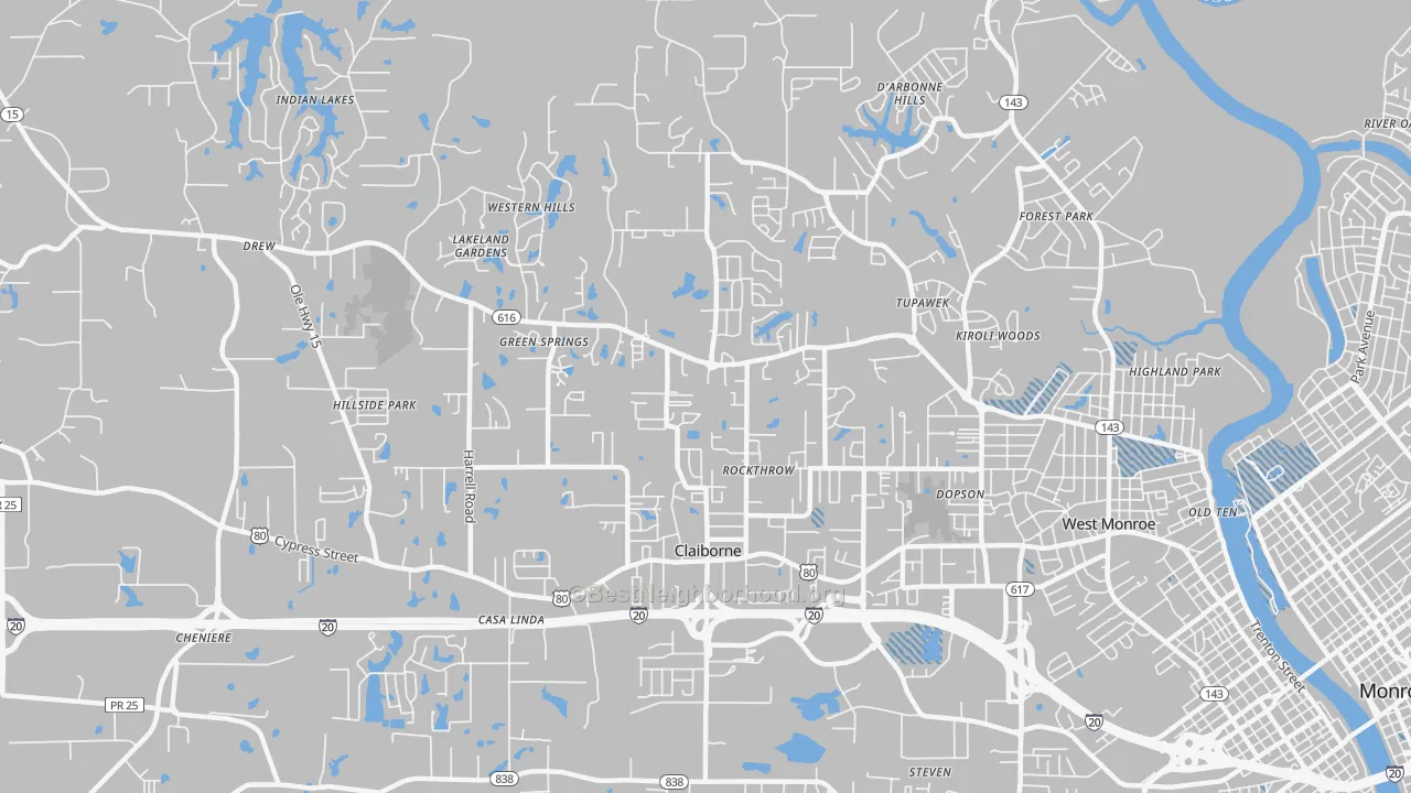 Transit Grade map of Claiborne, LA