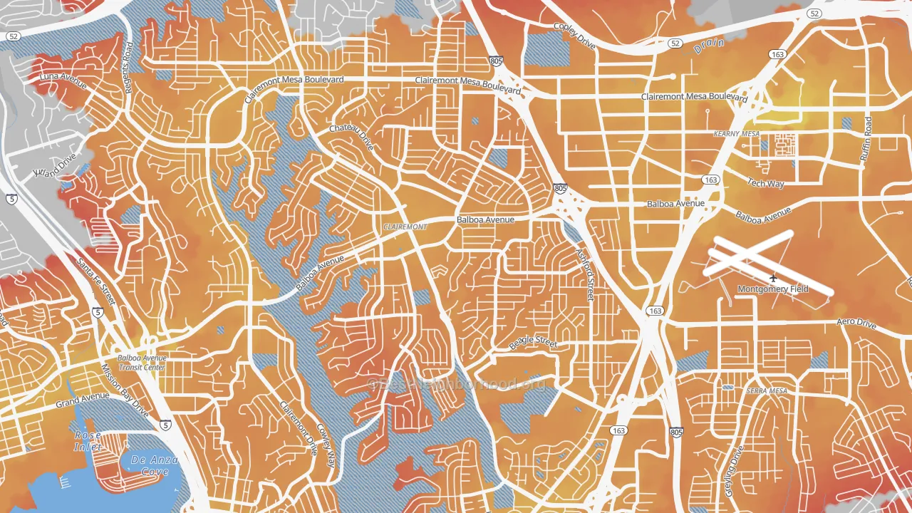 Transit Grade map of Clairemont Mesa, San Diego, CA