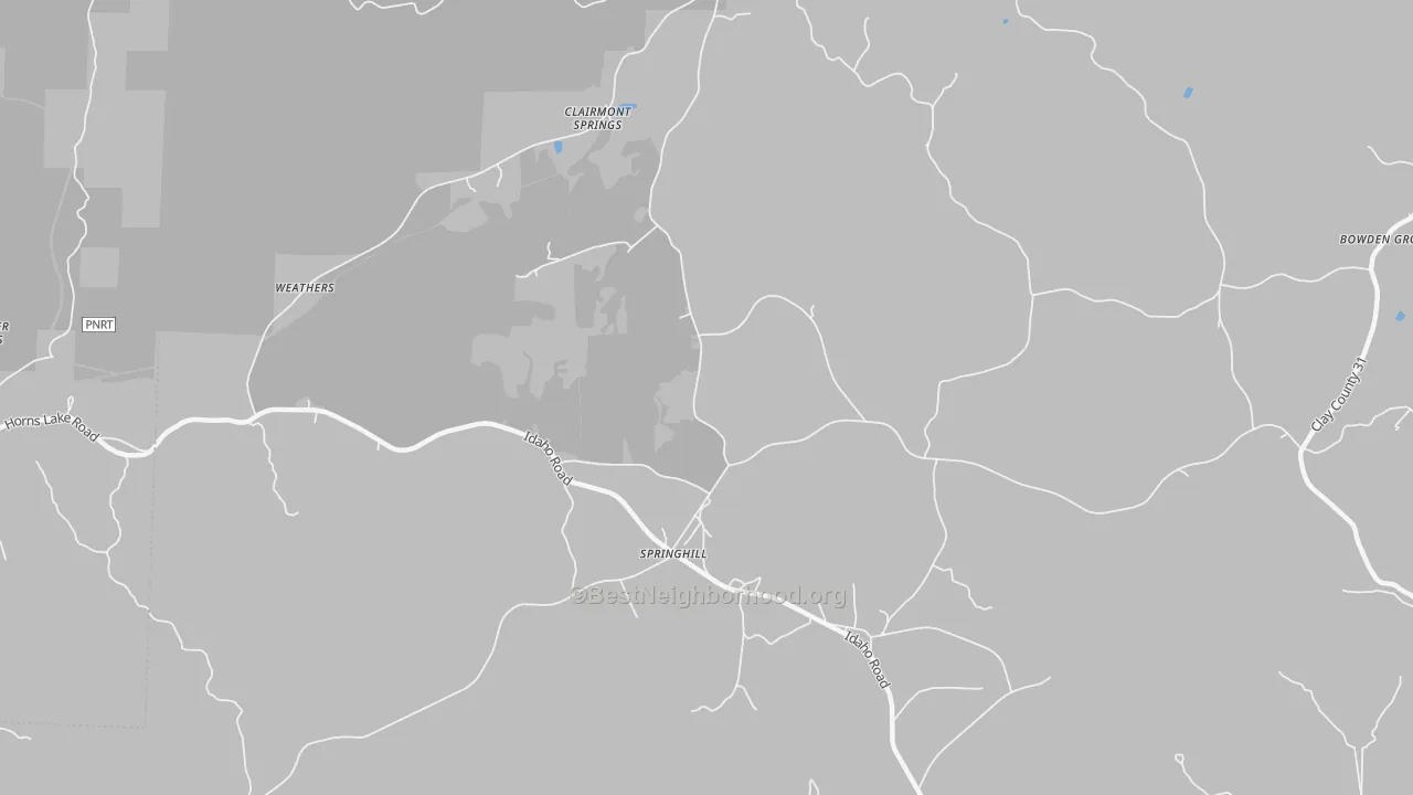 Transit Grade map of Clairmont Springs, AL