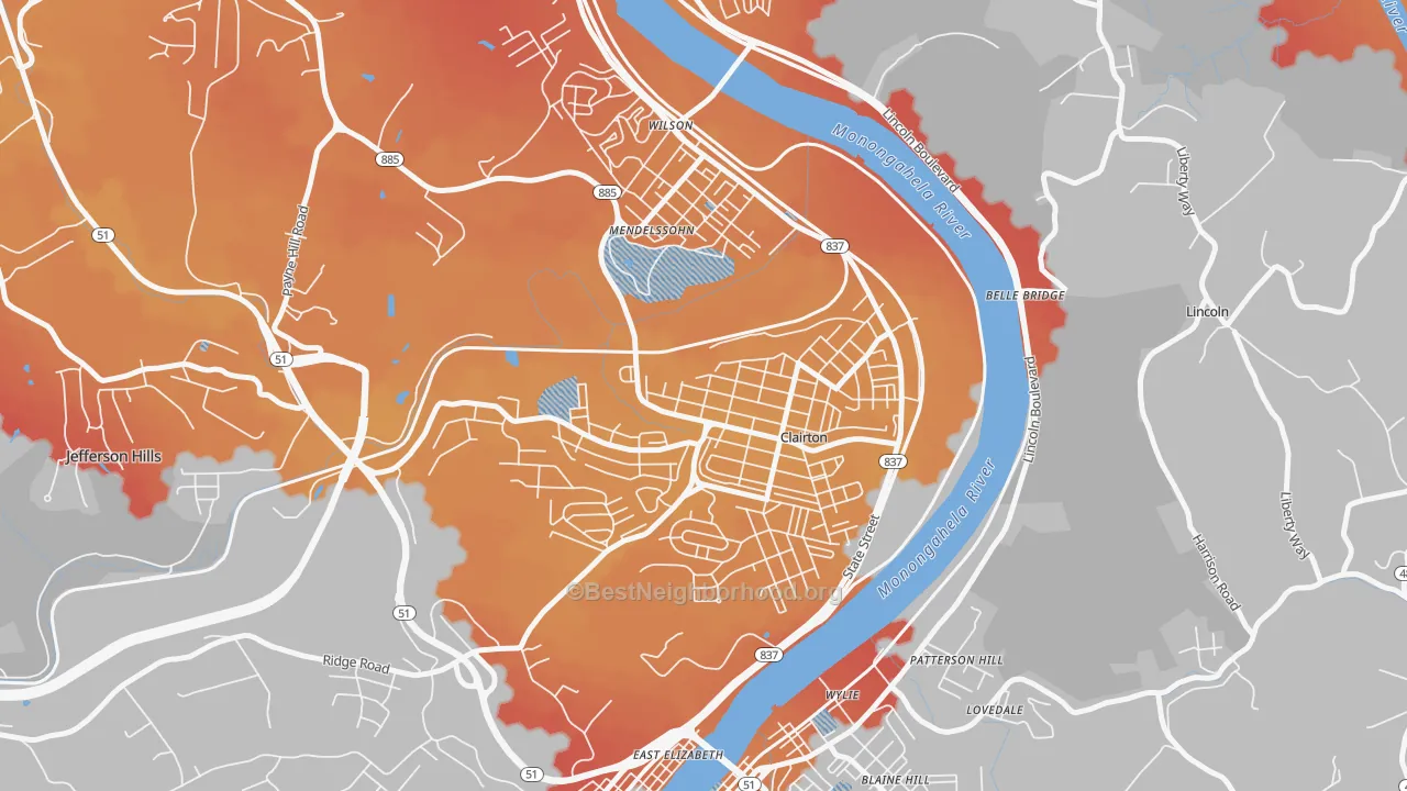 Transit Grade map of Clairton, PA