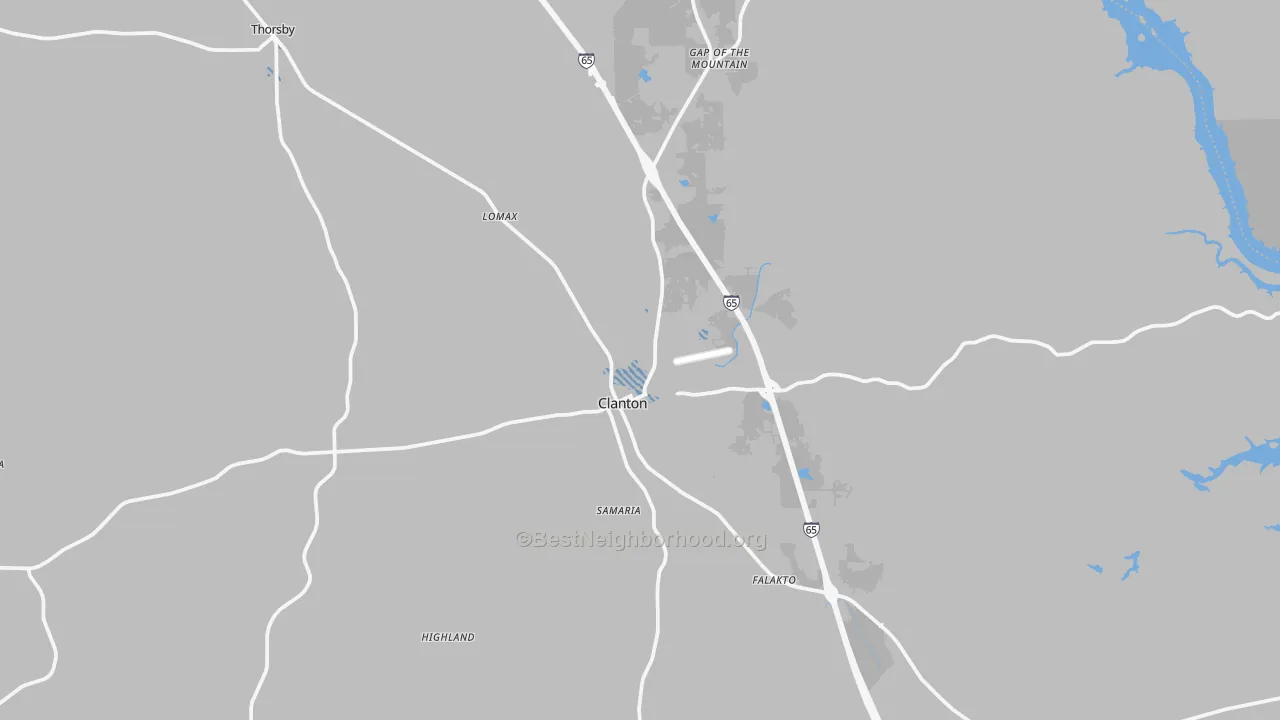 Transit Grade map of Clanton, AL