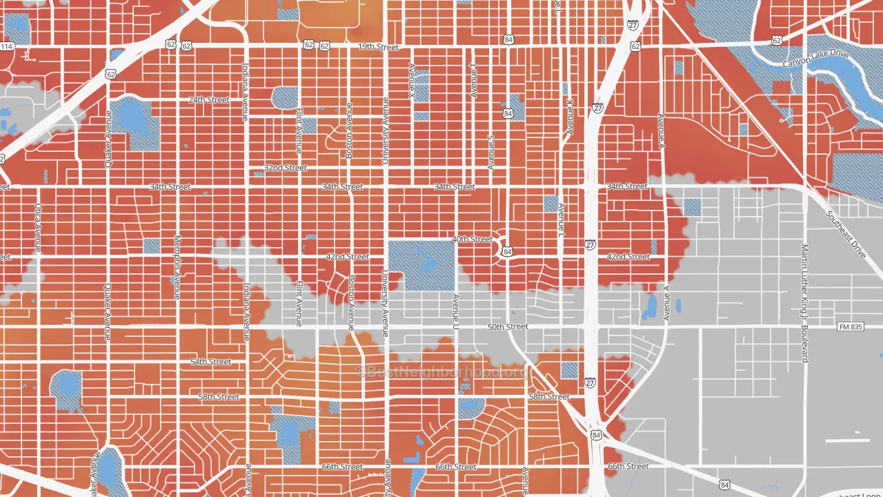 Transit Grade map of Clapp Park, Lubbock, TX