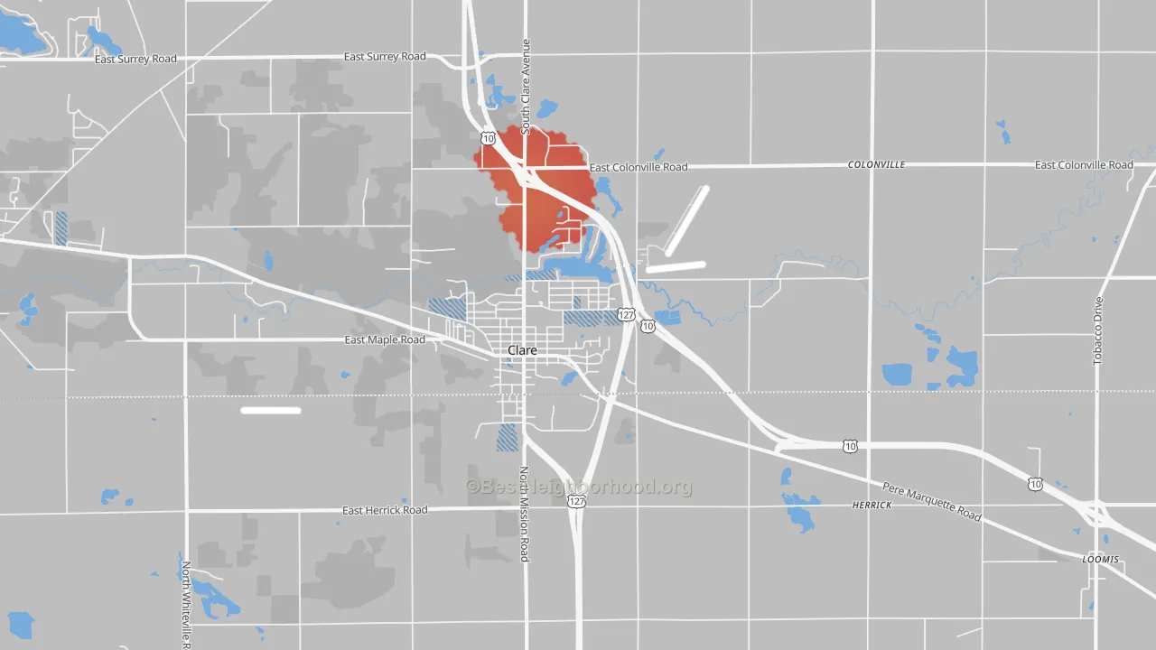 Transit Grade map of Clare, MI