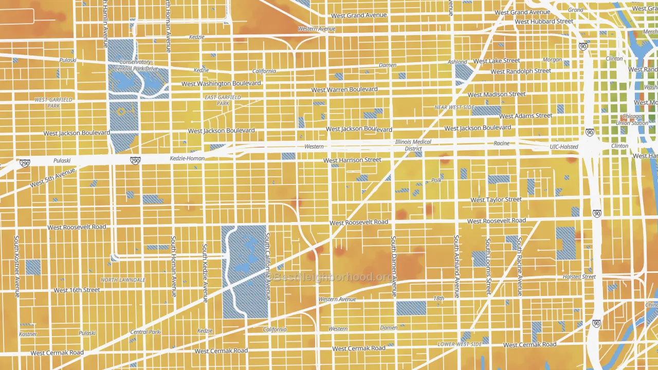 Transit Grade map of Claremont Cottages, Chicago, IL