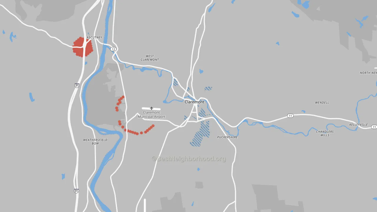 Transit Grade map of Claremont, NH