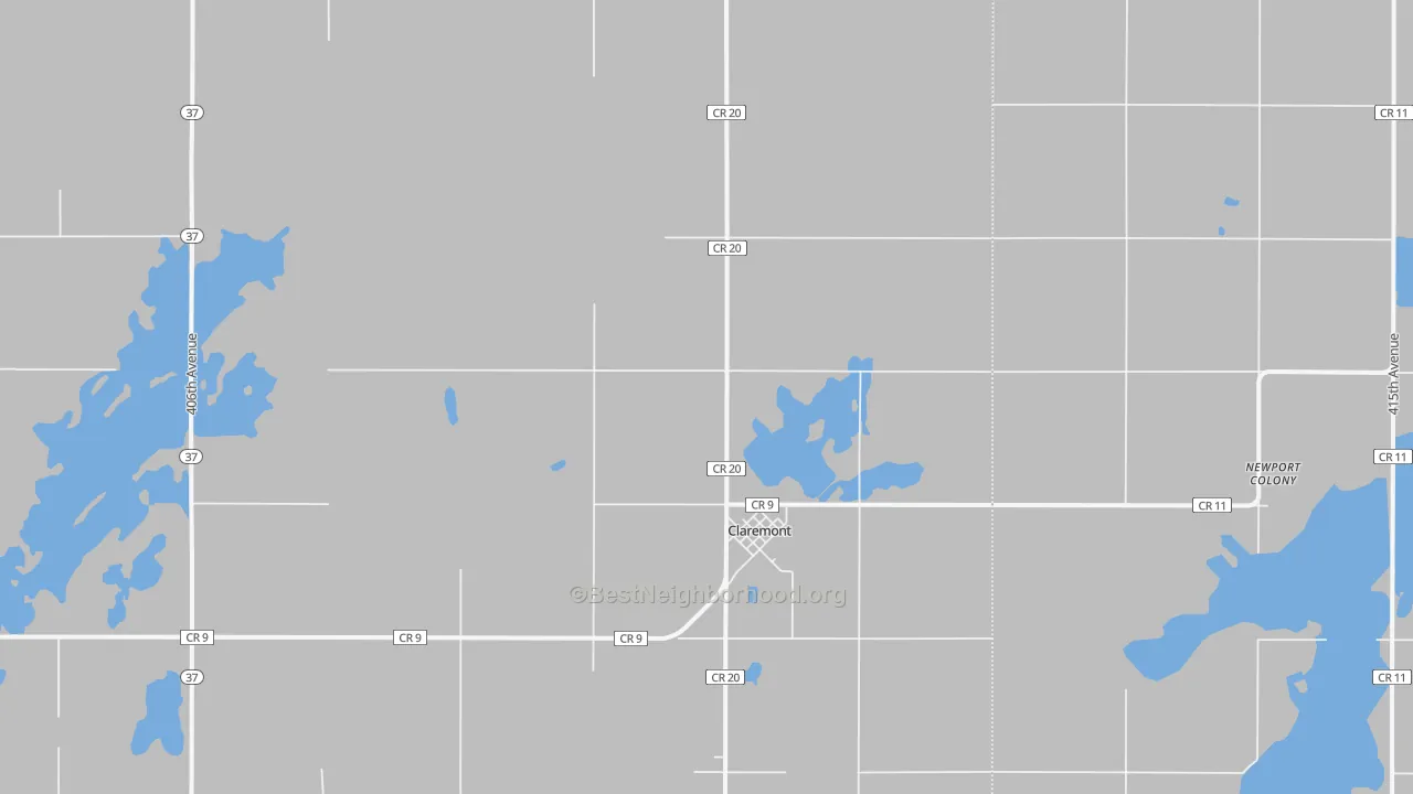 Transit Grade map of Claremont, SD