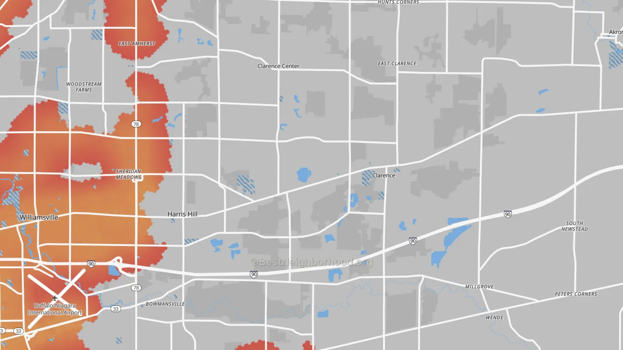 Transit Grade map of Clarence, NY
