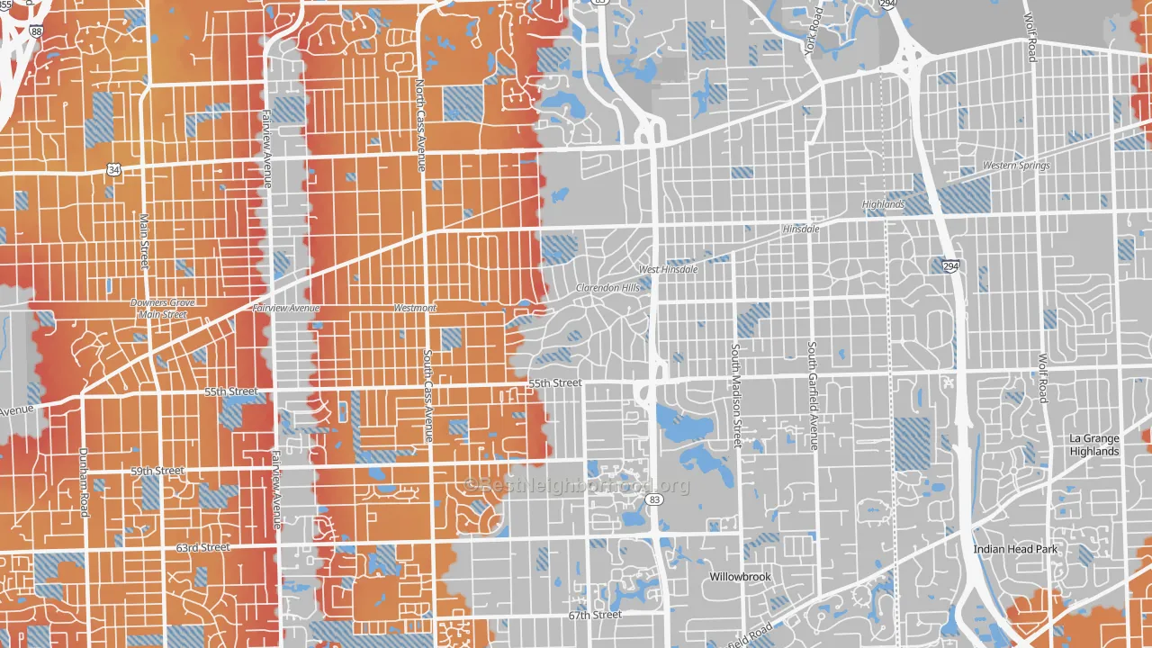 Transit Grade map of Clarendon Hills, IL
