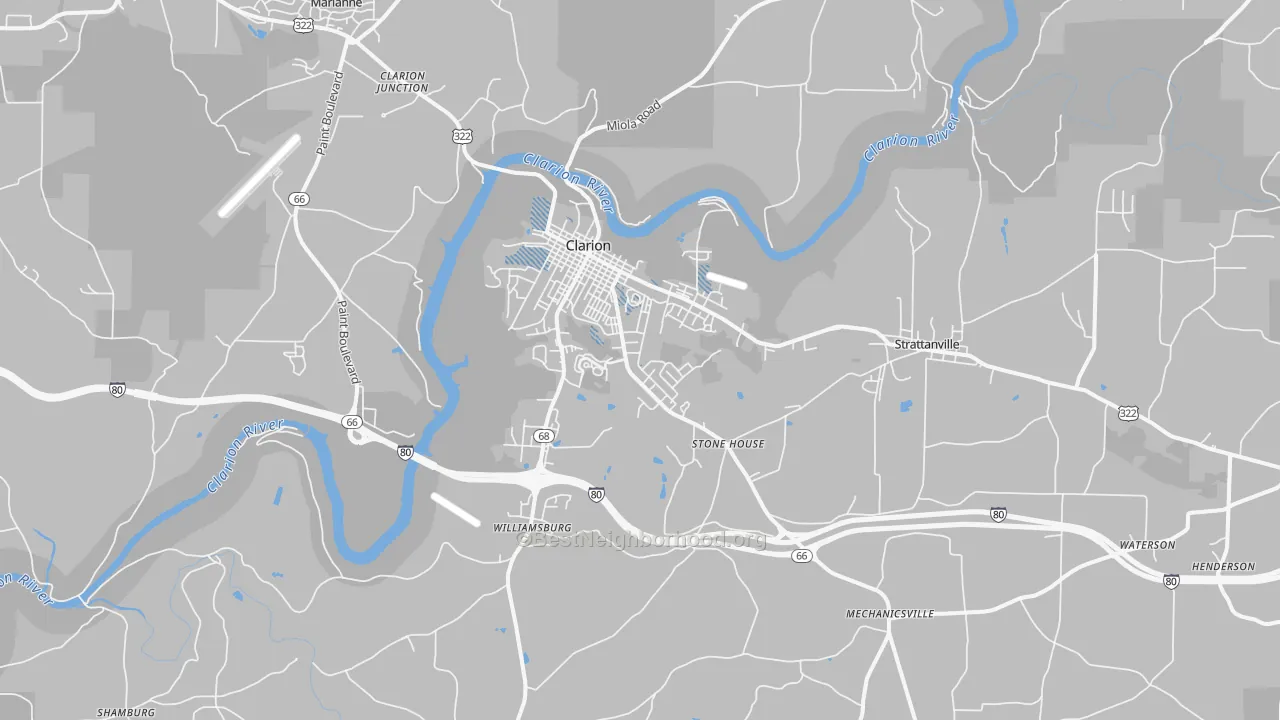 Transit Grade map of Clarion, PA