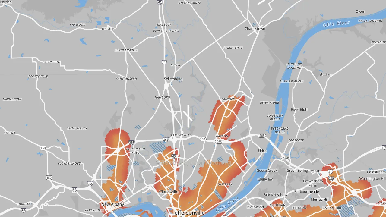 Transit Grade map of Clark County, IN