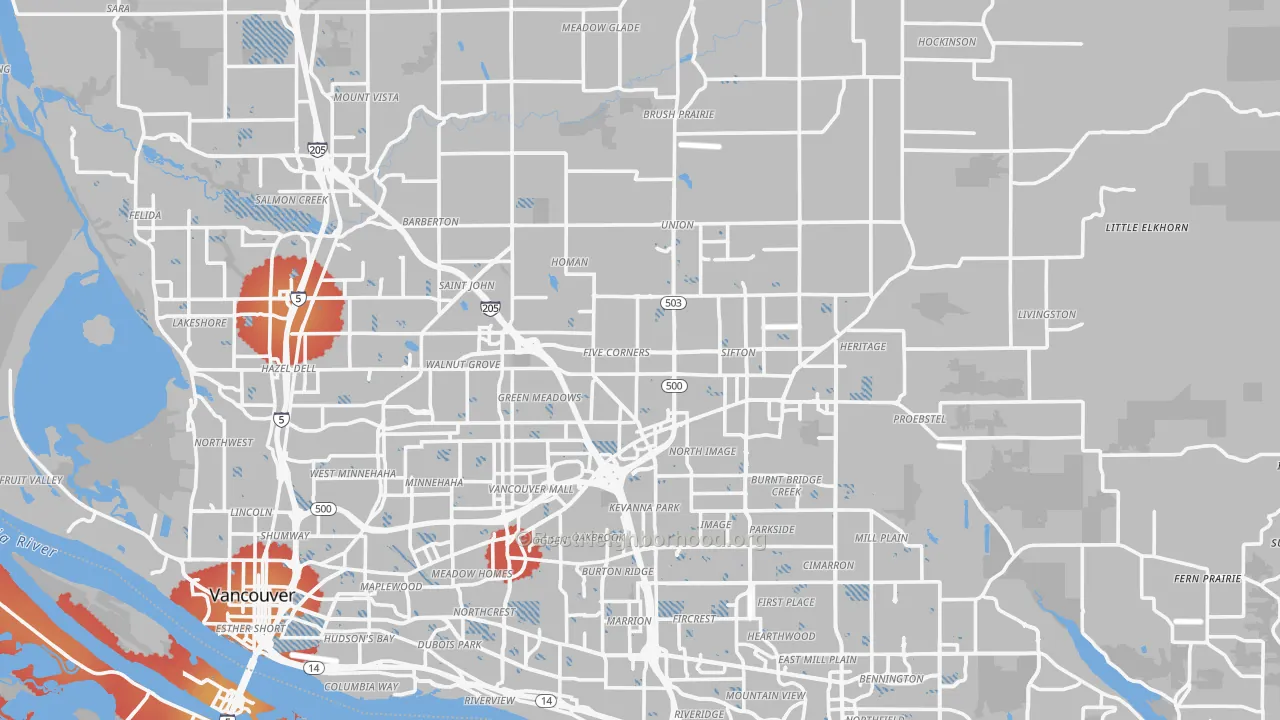 Transit Grade map of Clark County, WA