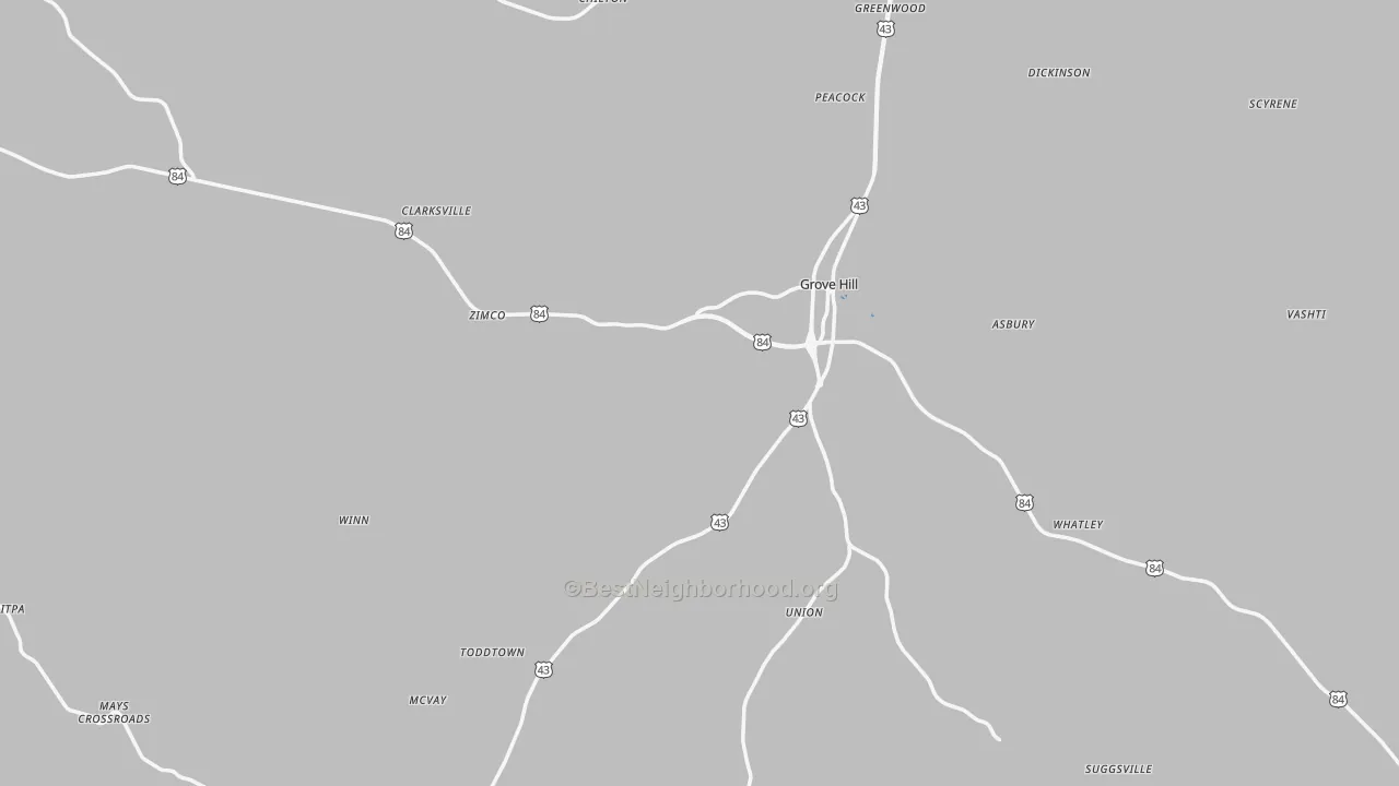 Transit Grade map of Clarke County, AL