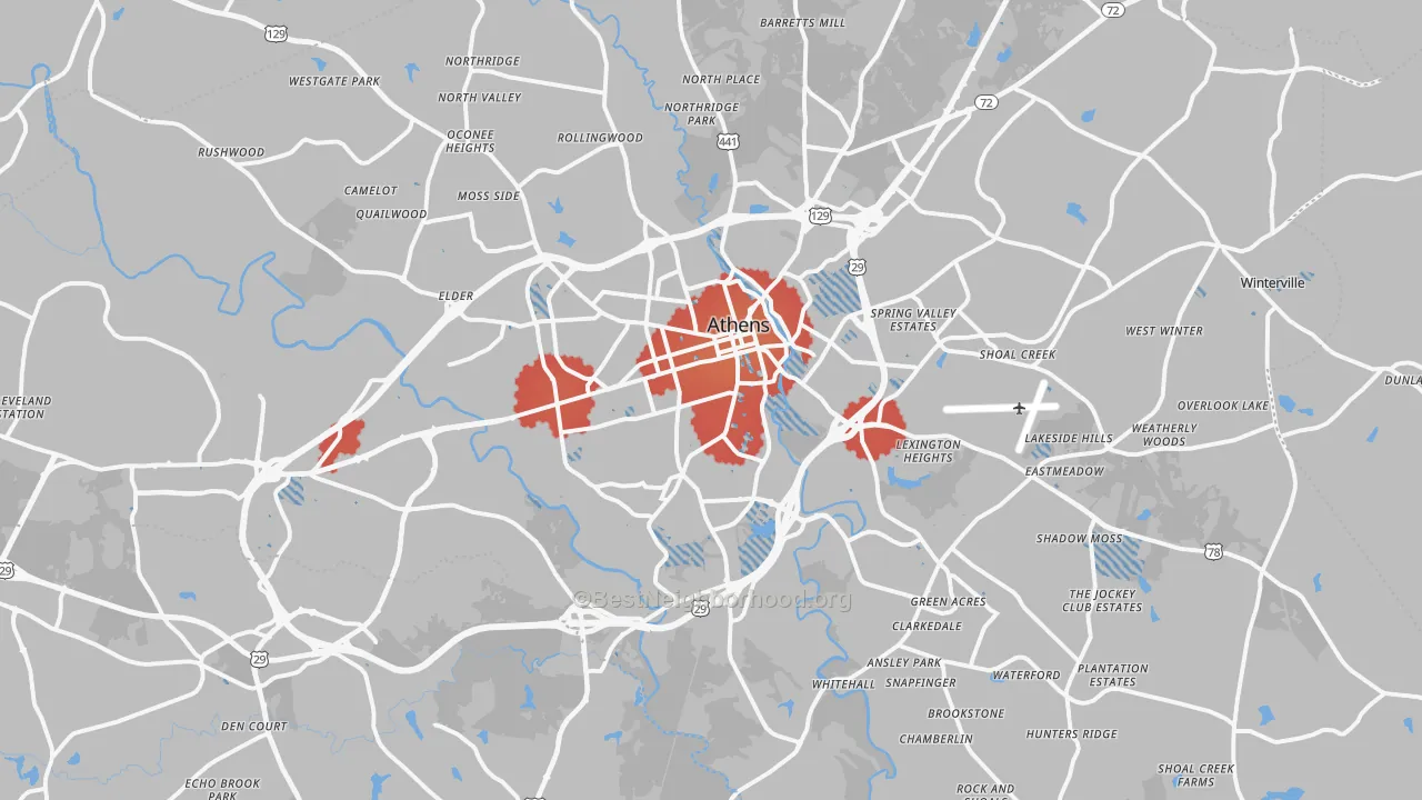 Transit Grade map of Clarke County, GA