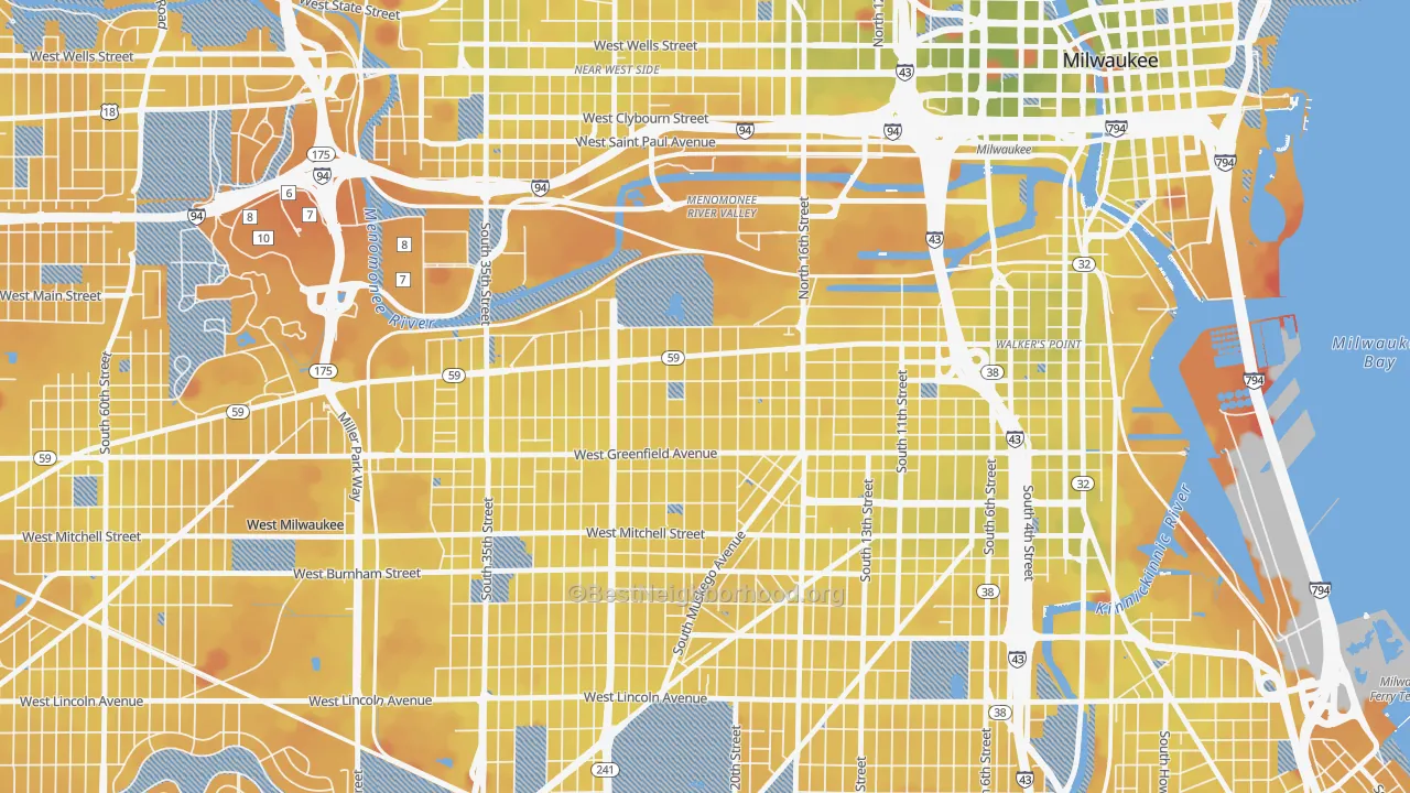 Transit Grade map of Clarke Square, Milwaukee, WI