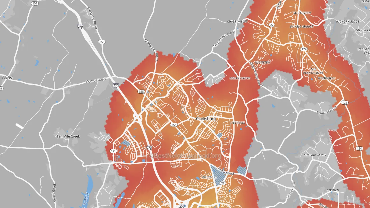 Transit Grade map of Clarksburg, MD