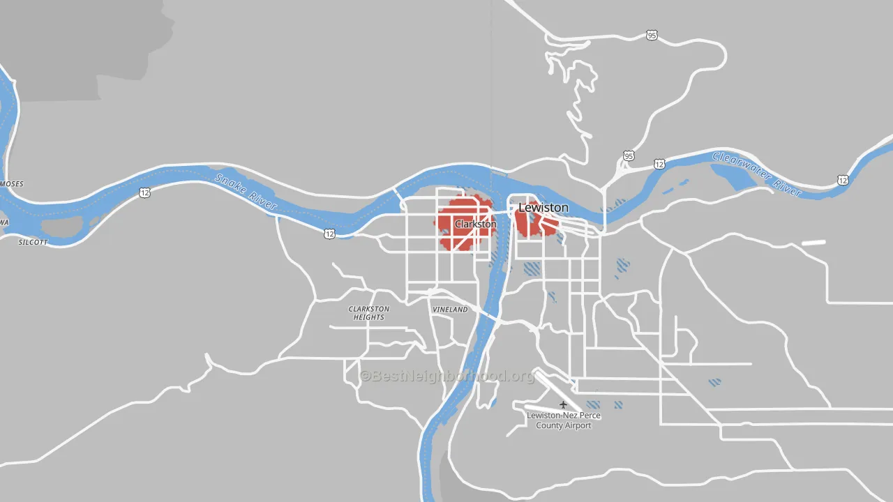 Transit Grade map of Clarkston, WA