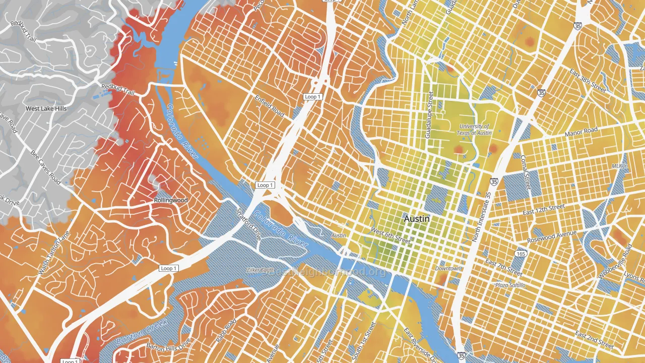 Transit Grade map of Clarksville, Austin, TX