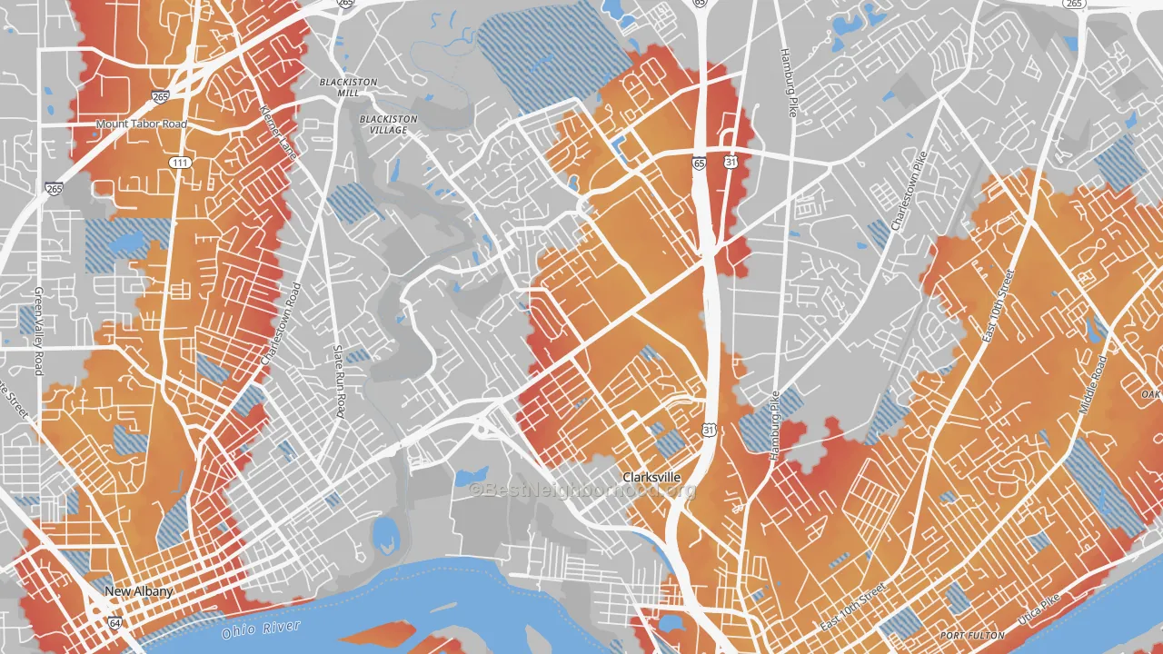 Transit Grade map of Clarksville, IN