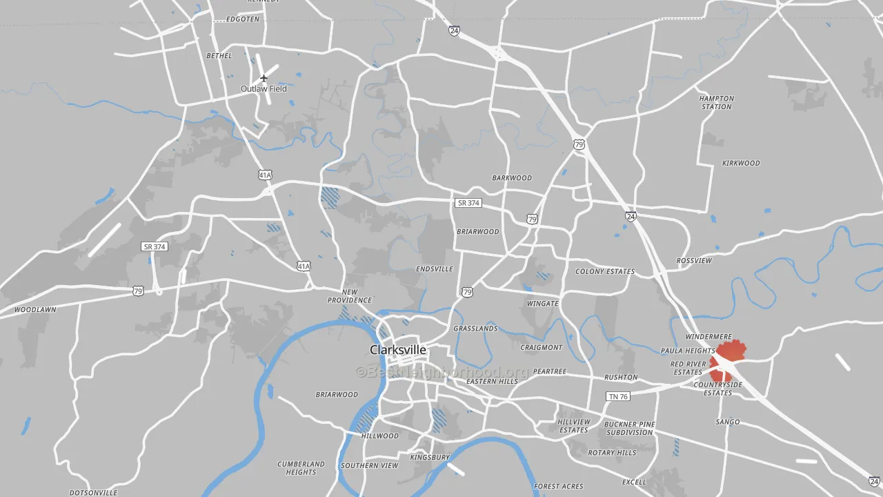Transit Grade map of Clarksville, TN
