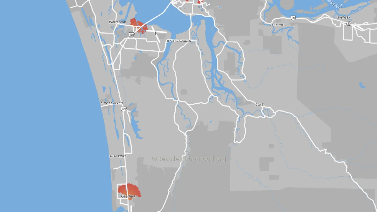 Transit Grade map of Clatsop County, OR