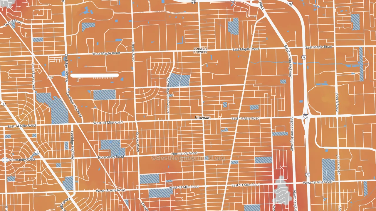 Transit Grade map of Clawson, MI